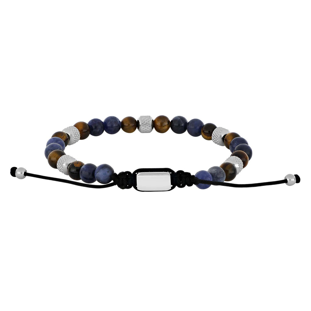 SON armbånd sodalite/yellow tiger eye og stål 8mm