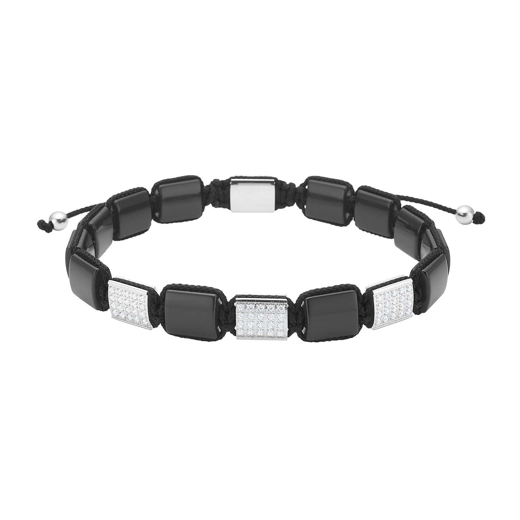 SON armbånd black agate / cz og stål