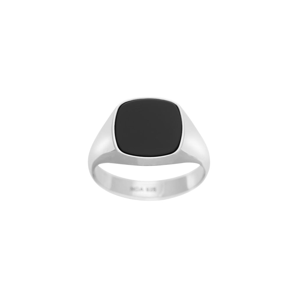 SON Rhod. sølvring med black onyx